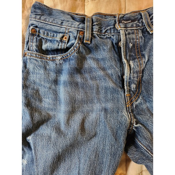 Levi's‎  501 Straight Ankle Blue 4 Button Mid Rise 26 x 32 Frayed - Picture 4 of 11